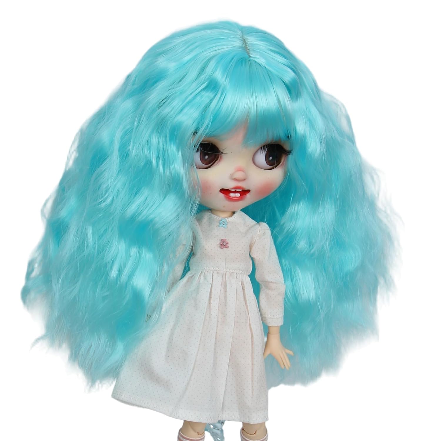 Just 1pc Wig fit for 10 inch Head Dolls Long curly Wigs (Blue) image 2
