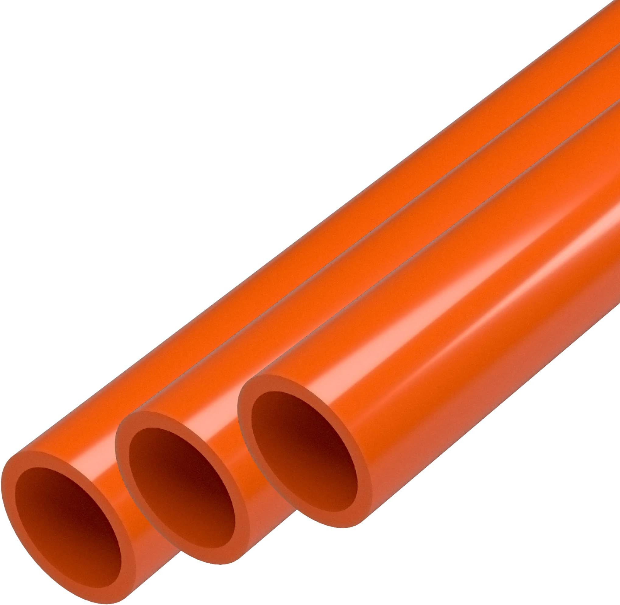 FORMUFIT PVC Pipe, 3/4" Size, (1.050" Actual OD) Sch 40 Furniture Grade, Orange (40"L x 3-Pack) DIY Structural for Greenhouse, Garden, Dog Agility and Maker Projects - P034FGP-OR-40x3