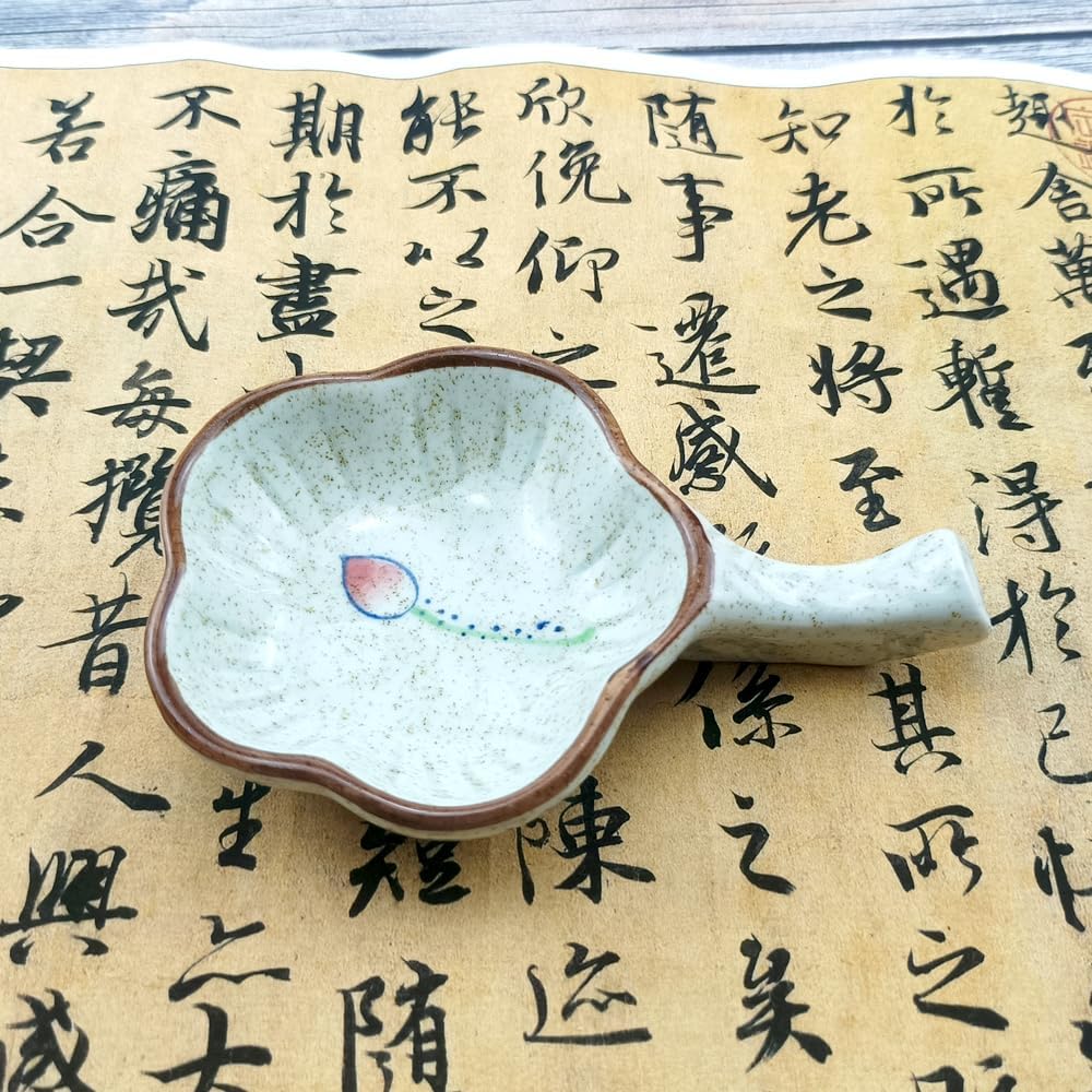 2 Pcs Multifunctional Inkwell Dish Porcelain Handmade Ink Well Inkstone with Brush Holder for Chinese Japanese Calligraphy Painting Practice（Lotus）