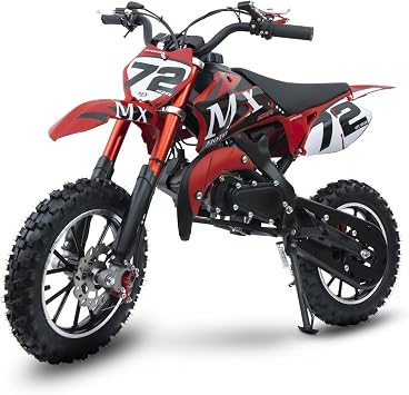 Gas Dirt Bikes for Kids, 50cc 2 Stroke Kids Dirt Bike, 49cc Dirt Bike Up to 24 MPH Pull Start, Pit Bike for Boys Girls Teens, Gas Dirt Bike Dual Disc Brake Inverted Fork First Real Bike Trail Red
