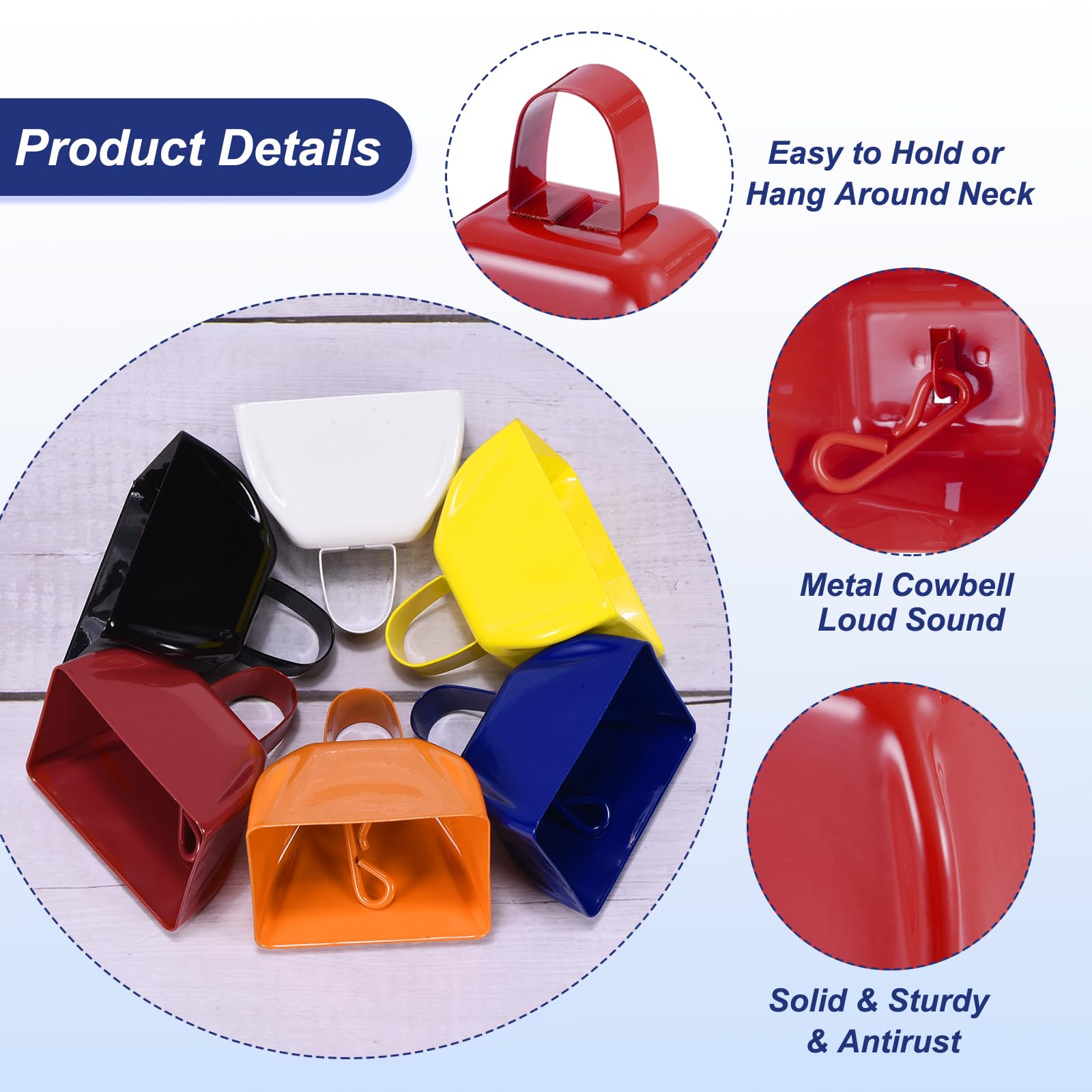 PATIKIL 24pcs Cow Bells for Football Games 3 Inch Cowbells for Sporting Events Bulk Loud Noise Makers Metal Cow Bell with Rope for Cheering Wedding Red - Image 3
