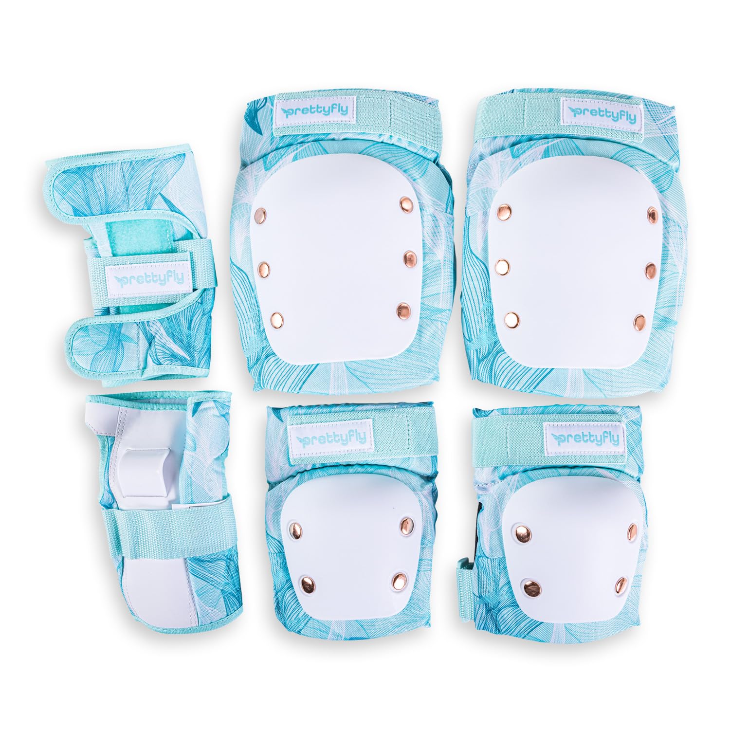 Yvolution Prettyfly Safety Pads Protective Gear Set With Elbow, Knee, Wrist Pads (Blue, Medium)