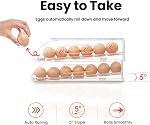 SMRCAD Egg Holder for Fridge, Automatic Stable Rolling Egg Dispenser with Handle & Silicone Pad for Refrigerator, Large Capacity Egg Organizer with Lid | BPA-free food-grade PET | Stackable with lid | Built-in handle | 11.92"L x 8.85"W x 5.4"H | Hand