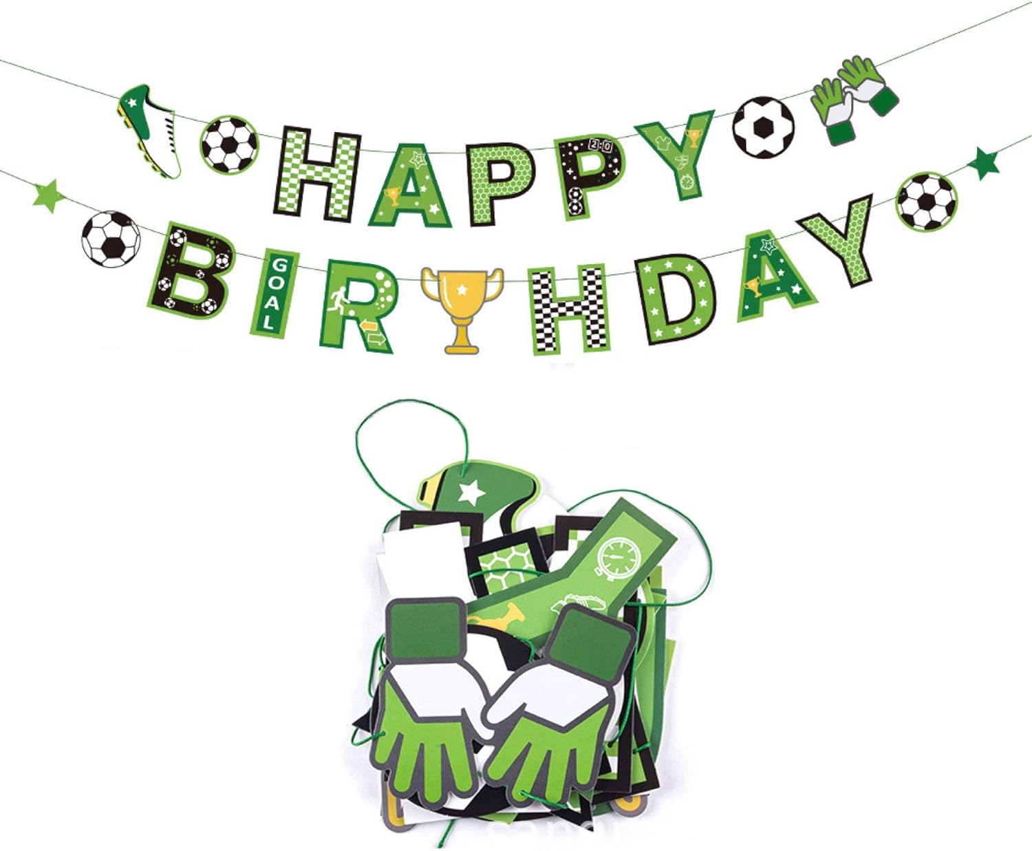 Werich Soccer Football Happy Birthday Banner | Bunting Hanging for Football Fans Party Decoration | Sport Themed Party Supplies