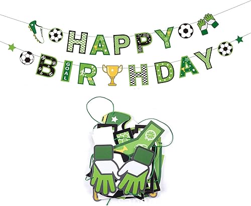 Miniatura 3 de Werich Cartel de Feliz Cumpleaños de Fútbol de Fútbol Banderines colgantes para decoración de fiestas de fanáticos del fútbol Suministros para