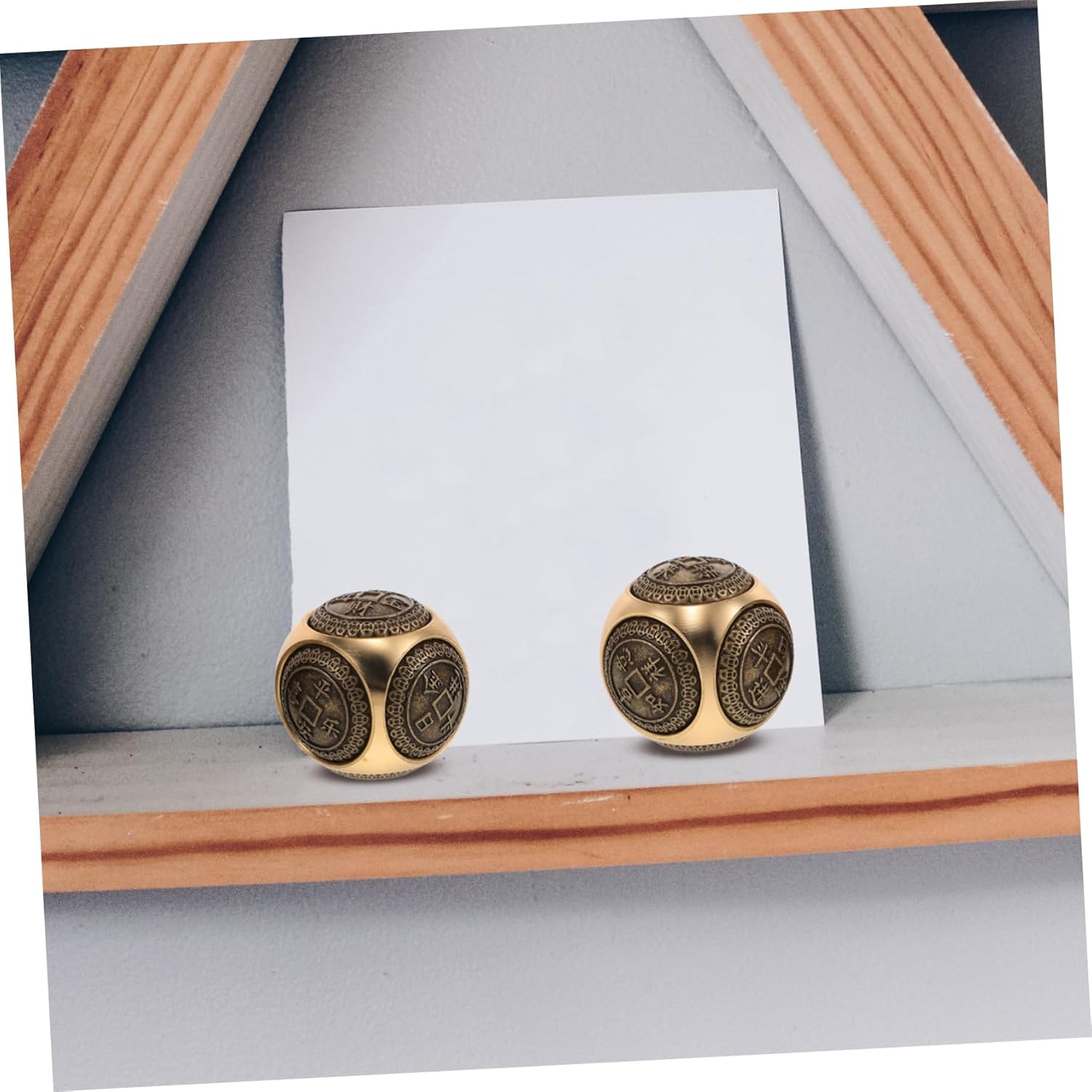 2pcs Elderly Stress Relief Fitness Handball Brass Coin Decor Rotating Toy Carved Adornment Material for Family