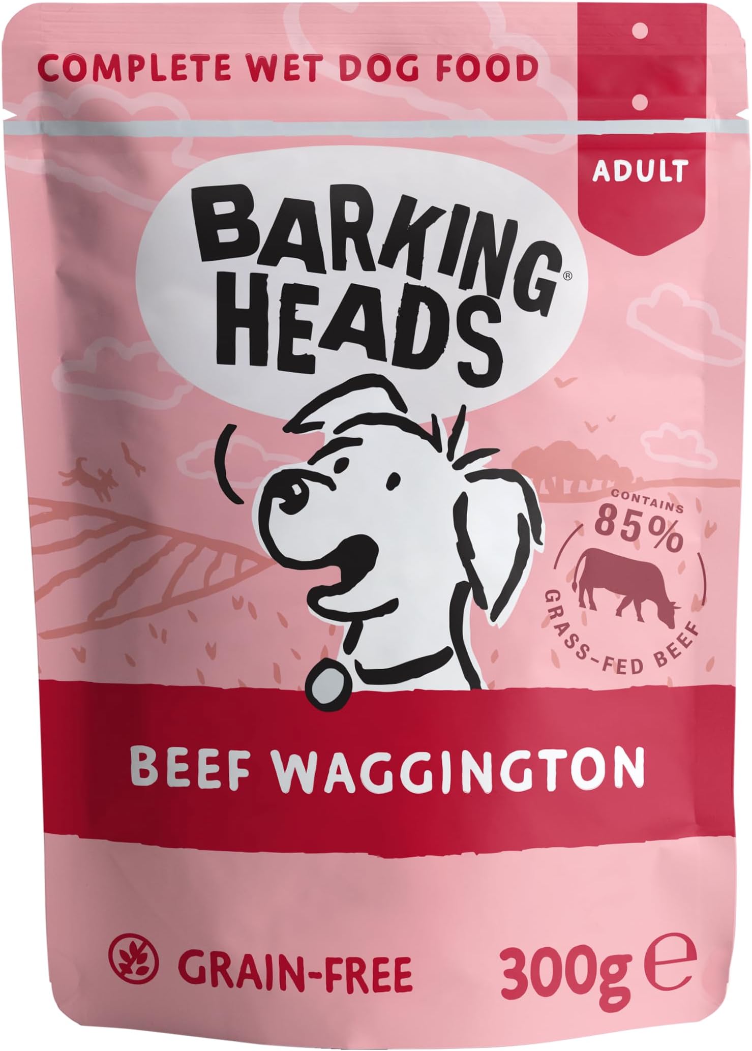 Barking HeadsWet Dog Food - Beef Waggington - No Artificial Flavours - Grain-Free Recipe (10 x 300 g)