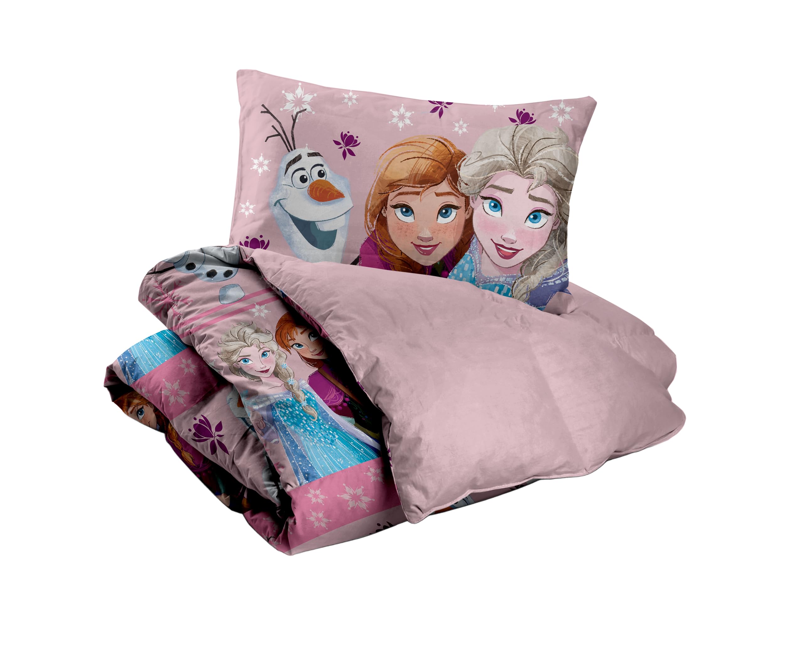 Disney - Juego de Funda nórdica para Cama Individual, Funda nórdica + Funda de Almohada, Juego de Funda nórdica con Funda de Almohada, Funda nórdica 155 x 200 cm, 100% algodón, Frozen, (no contiente