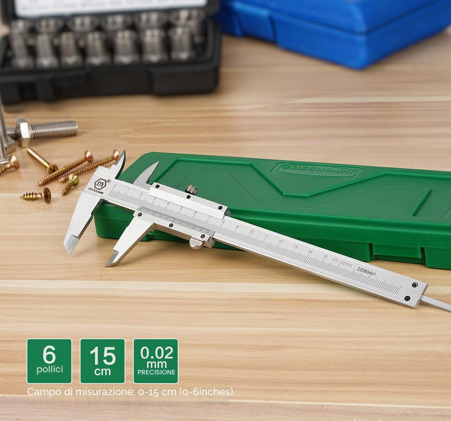 Calibro a Corsoio 150 mm 6" in Acciaio Inox Micrometro, i Calibri Scorrono Agevolmente e Sono Altamente Precisi per le Misurazioni in Casa, Nel Fai-Da-Te o a Livello Professionale