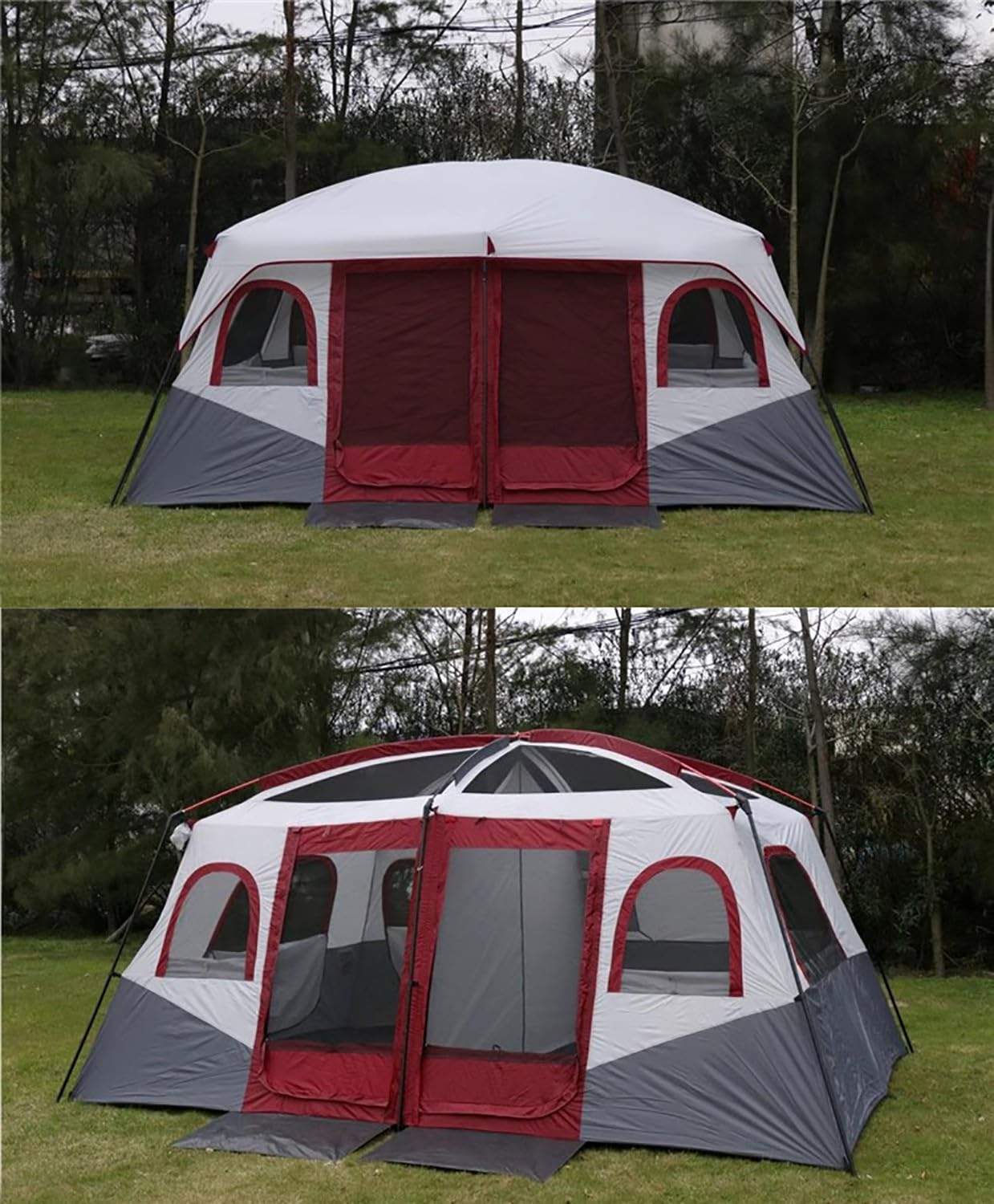 Tienda de campaña para 8-12 Personas, Ligera, Estable, Impermeable - Tienda Familiar con 2 dormitorios, Tienda Grande con Lona para el Suelo, 430 x 305 x 203 cm
