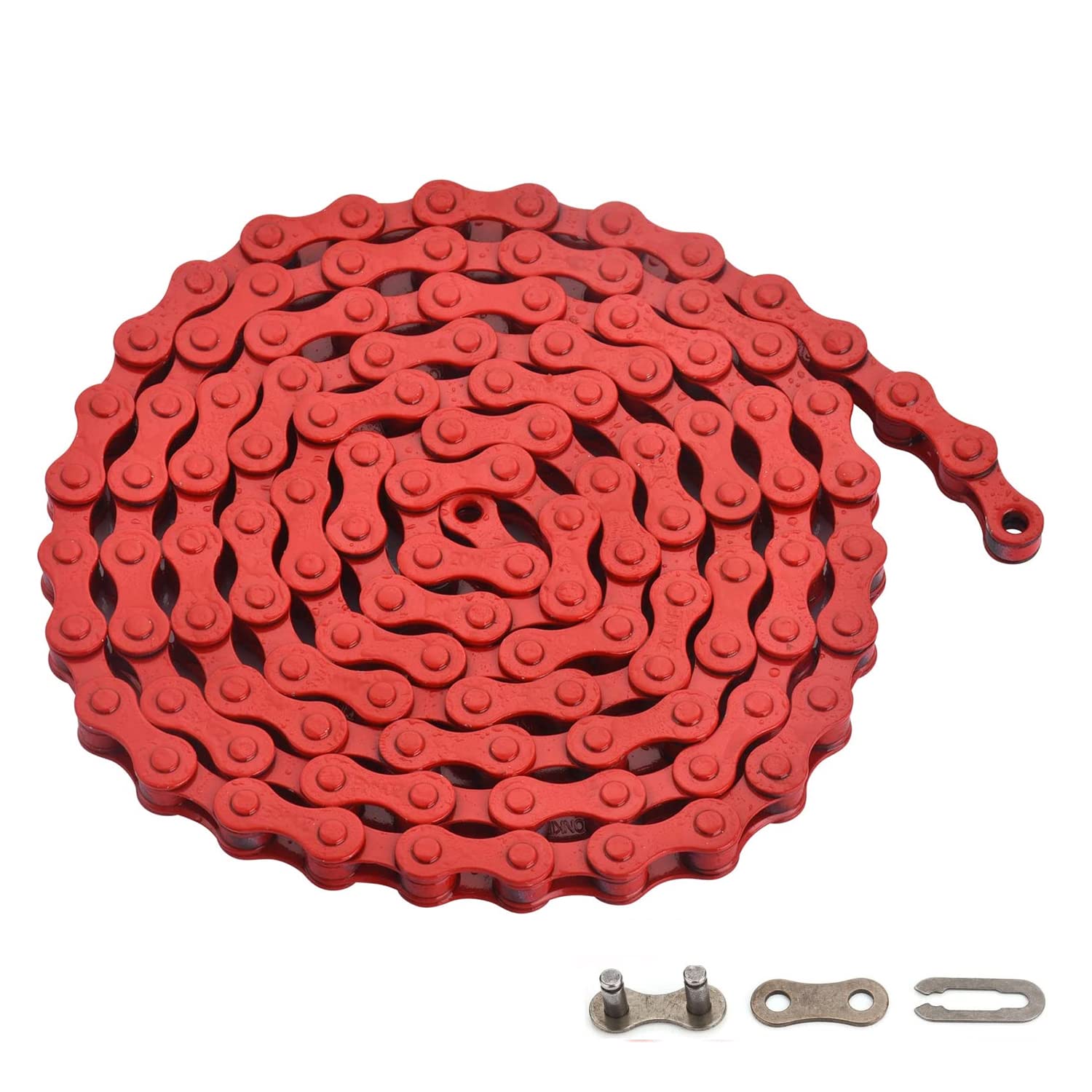Single-Speed Bike Chain 1/2 x 1/8 Inch, 122 Links (122L, Red, 1)