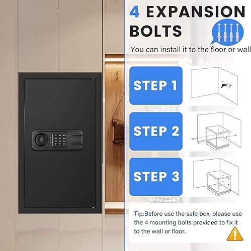 Miniatura 8 de Caja fuerte ignífuga grande de 6.5 pies cúbicos, caja fuerte para el hogar con bolsa ignífuga e impermeable, caja fuerte digital para documentos de