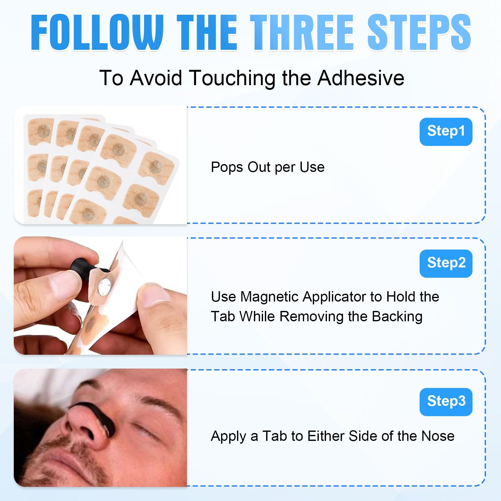 Magnetyczne plastry na nos, 60 sztuk, paski na nos przeciw chrapaniu, magnetyczne paski na nos Nose Strips Magnet Breathing, klipsy na nos do oddychania Nasal Strips