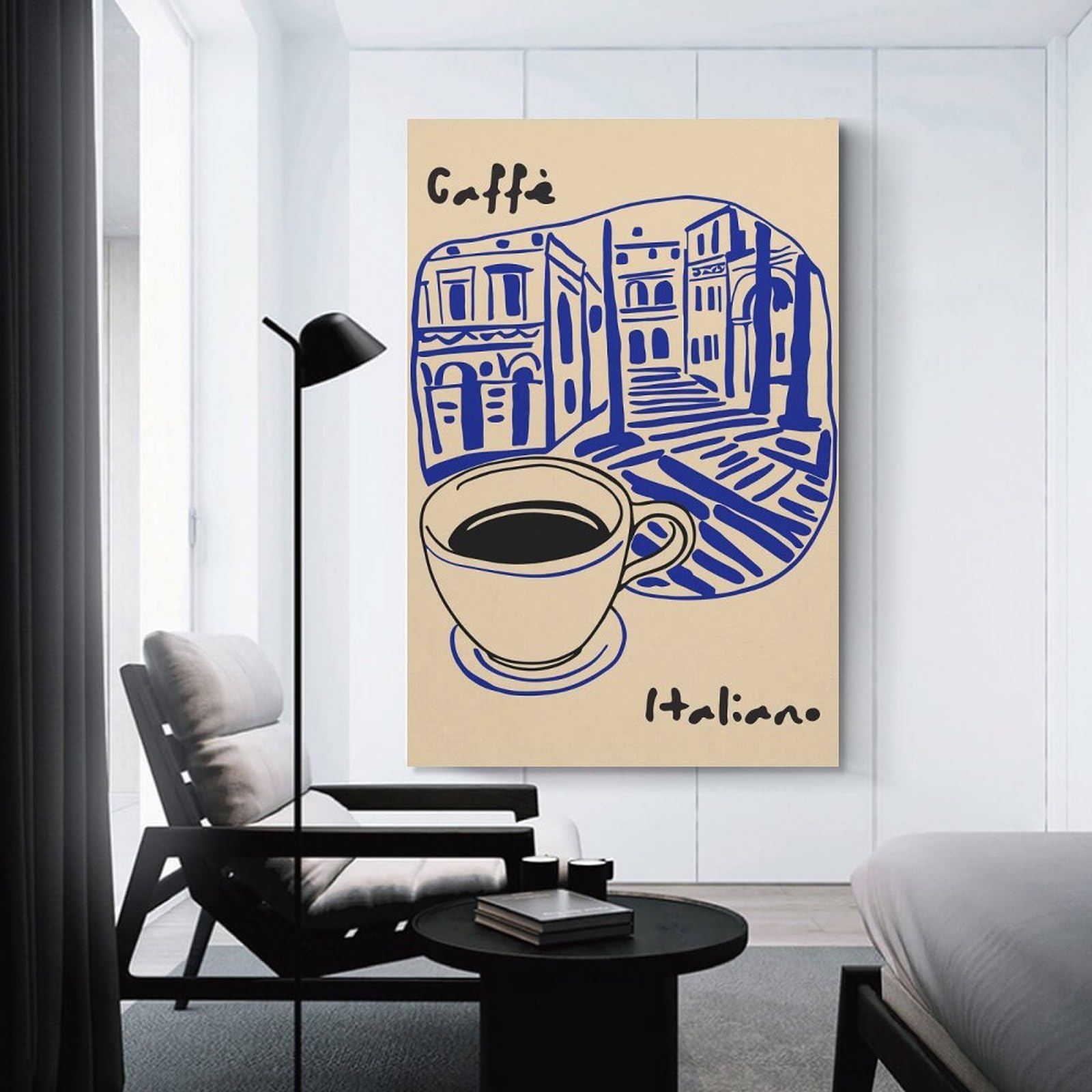 Junmoney Caffe Italiano Illustration Room Decor Wall Art, 20x30inch(50x75cm), for Home, Office, Studio Or Guest Room, Canvas Wall Art That Fits Changing Layouts