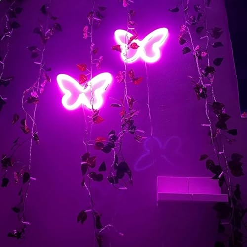 Vista 56 de Letreros de neón de mariposa que funcionan con pilas, luces LED de noche de neón, funciona con USB, decoración de pared de mariposa para decoración