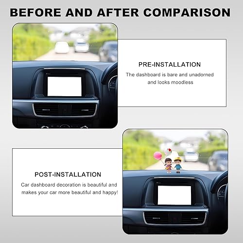 Miniatura 4 de Lindas decoraciones de tablero de automóvil para parejas, preciosas figuras de dibujos animados de besos, adorno de automóvil, material de resina,