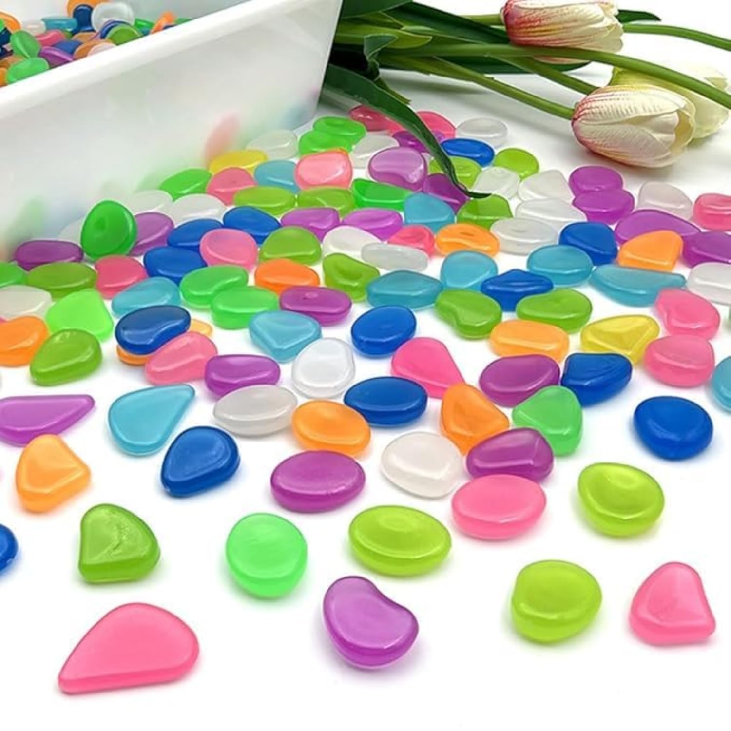 Veemok Glow in The Dark Rocks – 200PCS Luminous Pebbles for Garden, Aquarium, Pathway, Lawn, Yard, Walkway, Fish Tank & Outdoor Decor – Multicolor Radium Stones for Landscaping & Decoration-picture-24