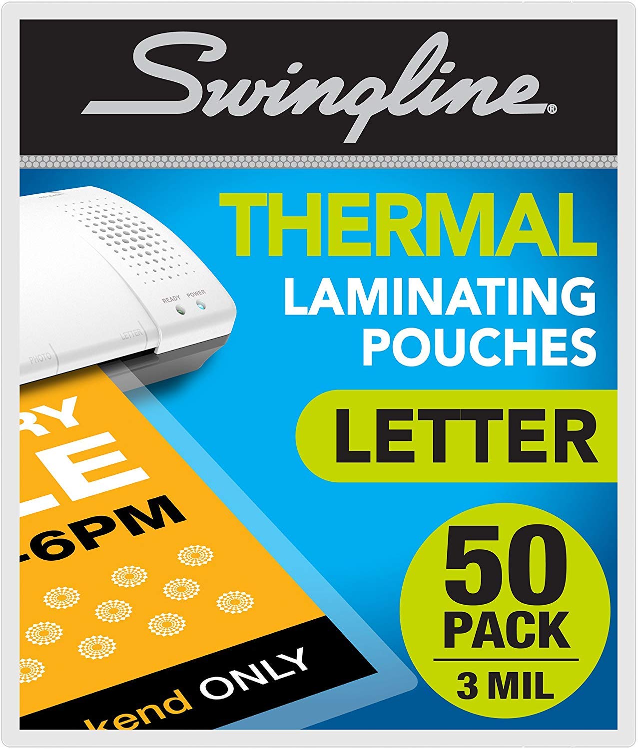 SwinglineLaminating Sheets, Thermal Laminating Pouches Letter Size, 3mil, 50 Pack (3202017)