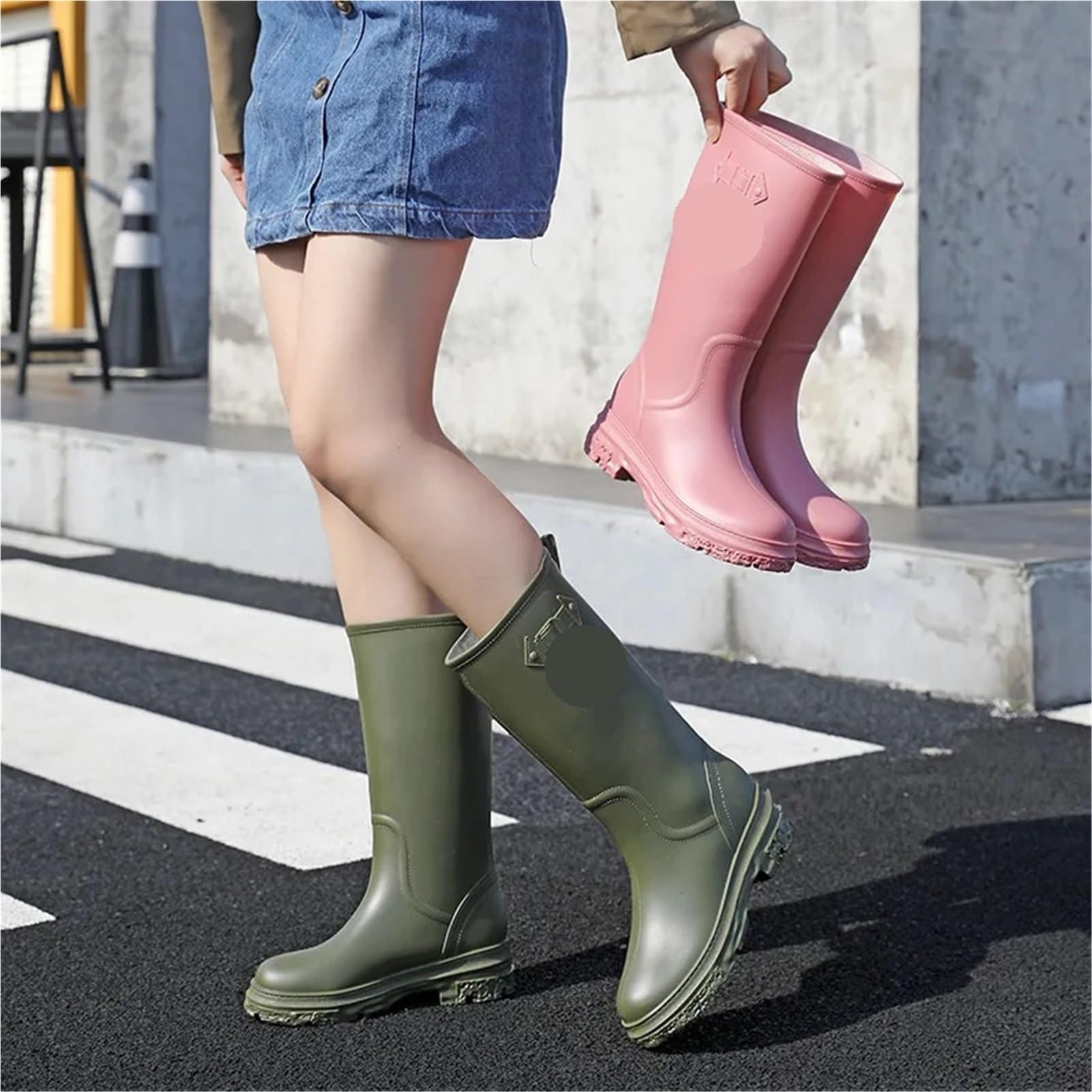 Hohe Regenstiefel for Damen, wasserdicht, for Arbeit und Garten, Galoschen, Regenschuhe for, Outdoor, Angeln, Wasserstiefel, Gummistiefel Für Industrie Handwerk(Grey,38)