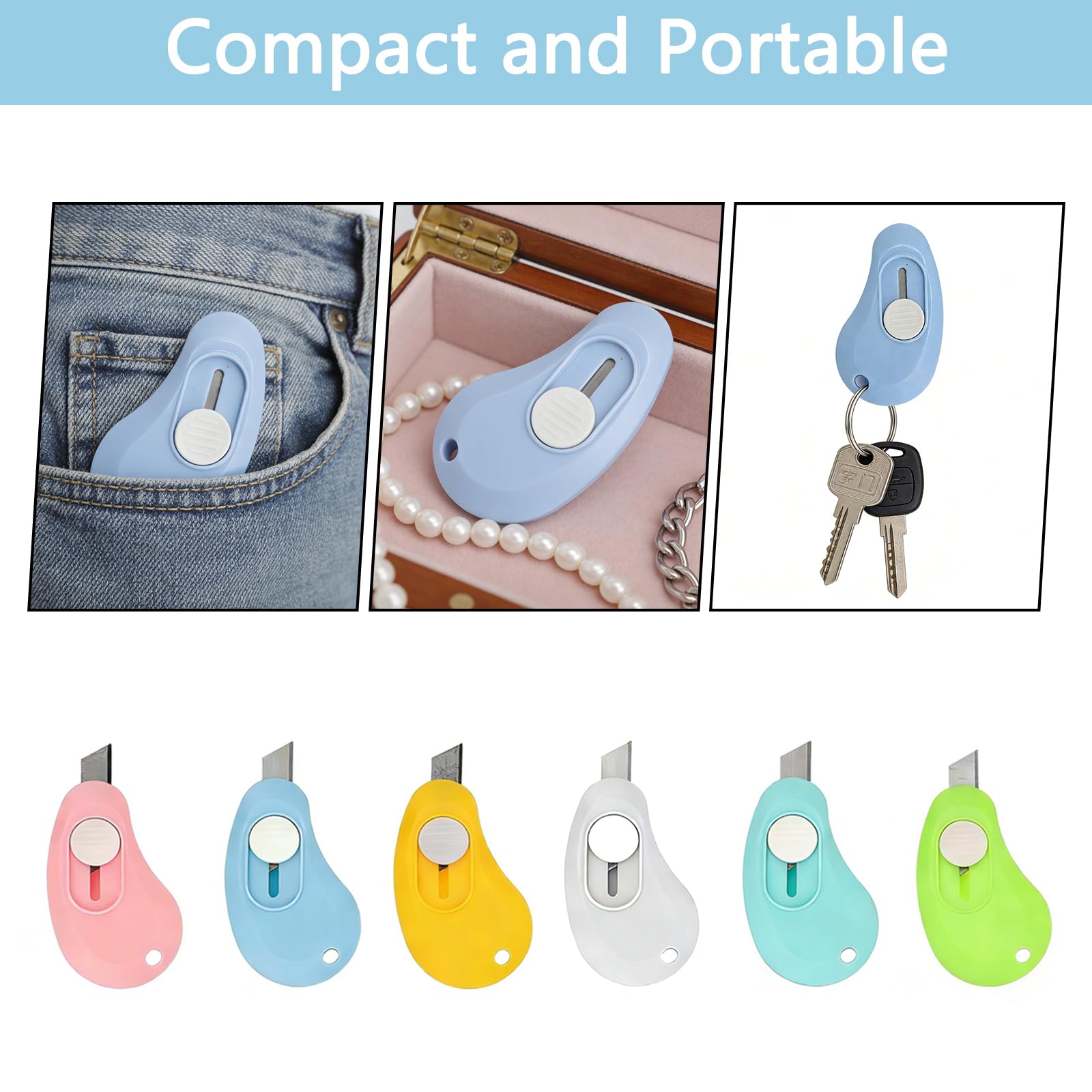 Lot de 12 Mini Cutter Rétractable Sécurité Ouvre Colis Poche Léger Cutter Portable Lettres Papier Bureau Maison