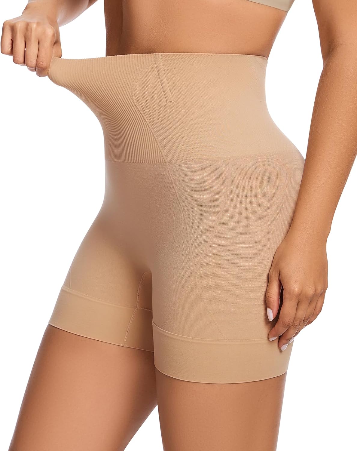 WOWENY Shapewear Shorts Mid-Waist Body Shaper Shorts Tummy Control Underwear Seamless Slip Shorts for Under Dresses