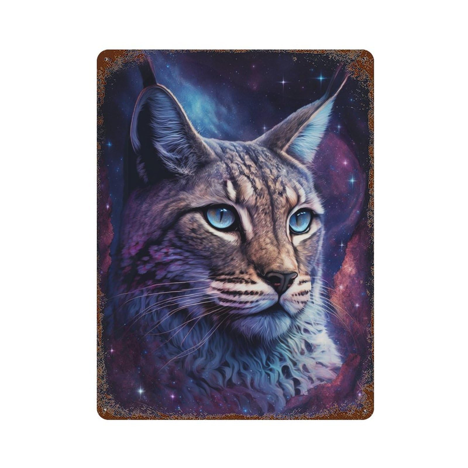 Cosmic Lynx Portrait Print-2 Decorative Tin Sign 15.7"x11.8", Vintage Wall Decor for Garage, Pub Or Kitchen