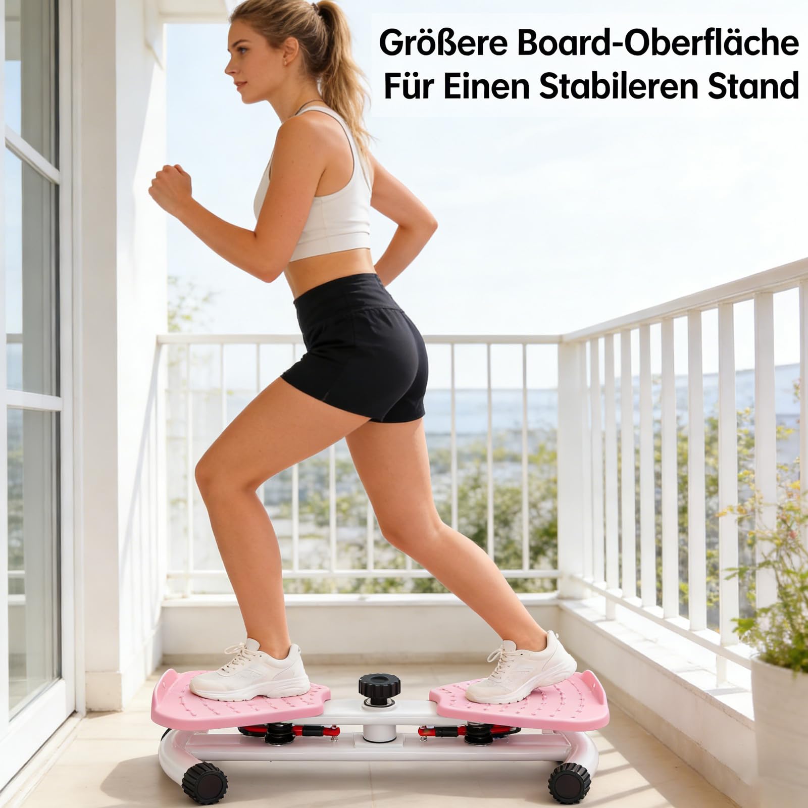 Pilates Board, Hüfttwister Bauchmuskeltrainer, Twist Waist Disc Borad mit 2 Widerstandsbändern für Core-Training, Schlanke Taille (Rosa)