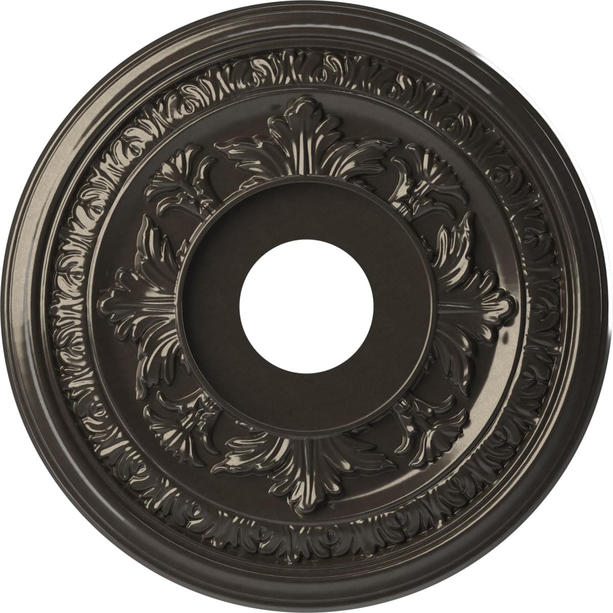 Ekena Millwork CMP16BACCH Baltimore Thermoformed PVC Ceiling Medallion (Fits Canopies up to 6 1/2"), 16"OD x 3 1/2"ID x 1"P, Metallic Charcoal