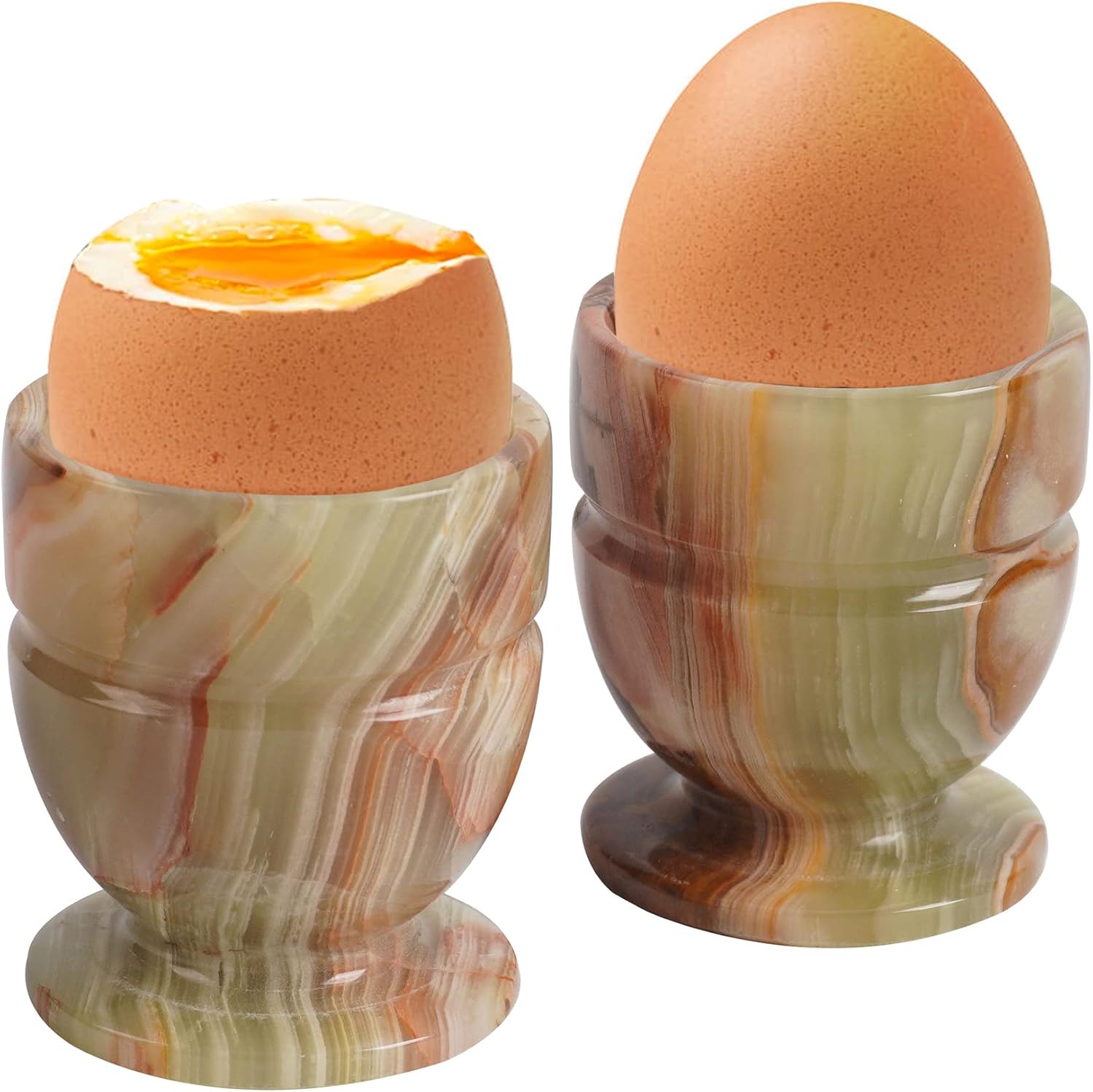 RADICALn Egg Cups Green Set of 2 Handmade Marble Egg Container for