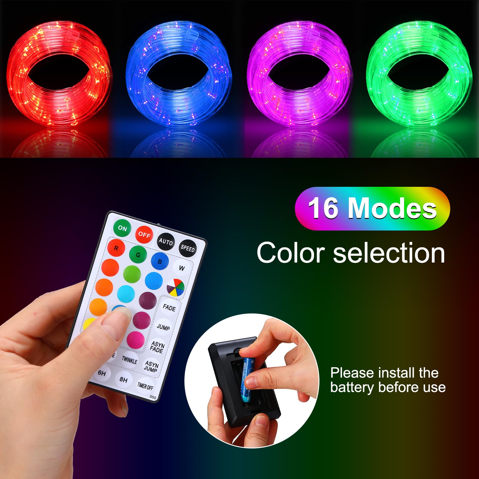 Glooglitter Kit de luces para tabla de remo de kayak de 22 pies, IP68, impermeables, luces brillantes de color SUP con control remoto, luces de kayak alimentadas por batería para kayak nocturno,