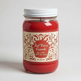 Clearance Priced  Red Velvet Cupcake Candle  Premium Soy Wax 16oz Square Mason Jar Candle