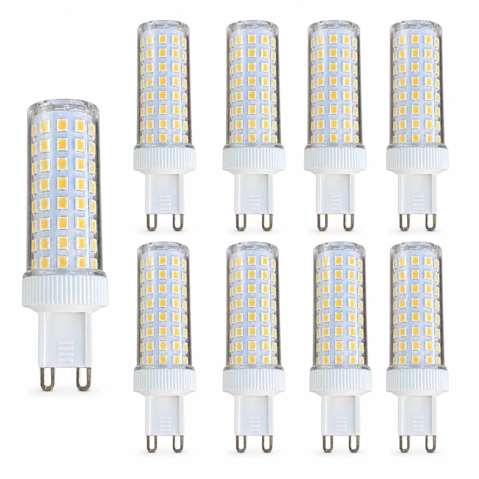 Bombilla LED G9 Luz Cálida 3000K 18W Equivalente a 140W Alto Brillo Ahorro Energético CRI>95 Sin Parpadeo para Aplique Candelabro Lámpara Colgante No Regulable(9 Pack)