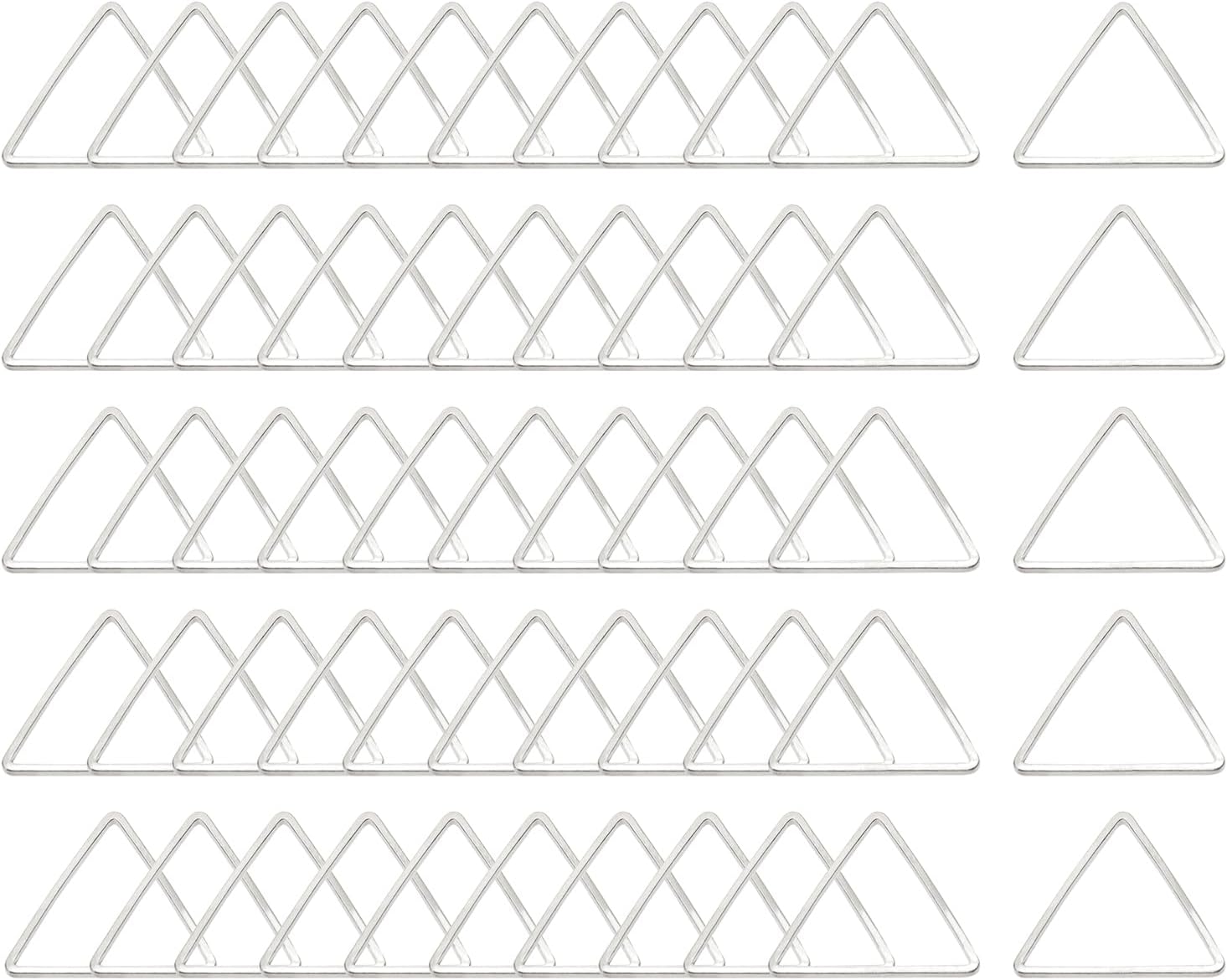 Shapenty Brass Triangle Hollow Frame Pendant Charms Open Bezel Frames Linking Ring Connectors Beading Hoop Earrings for Necklace Bracelet Jewelry Making Resin Craft, 50PCS (Silver)
