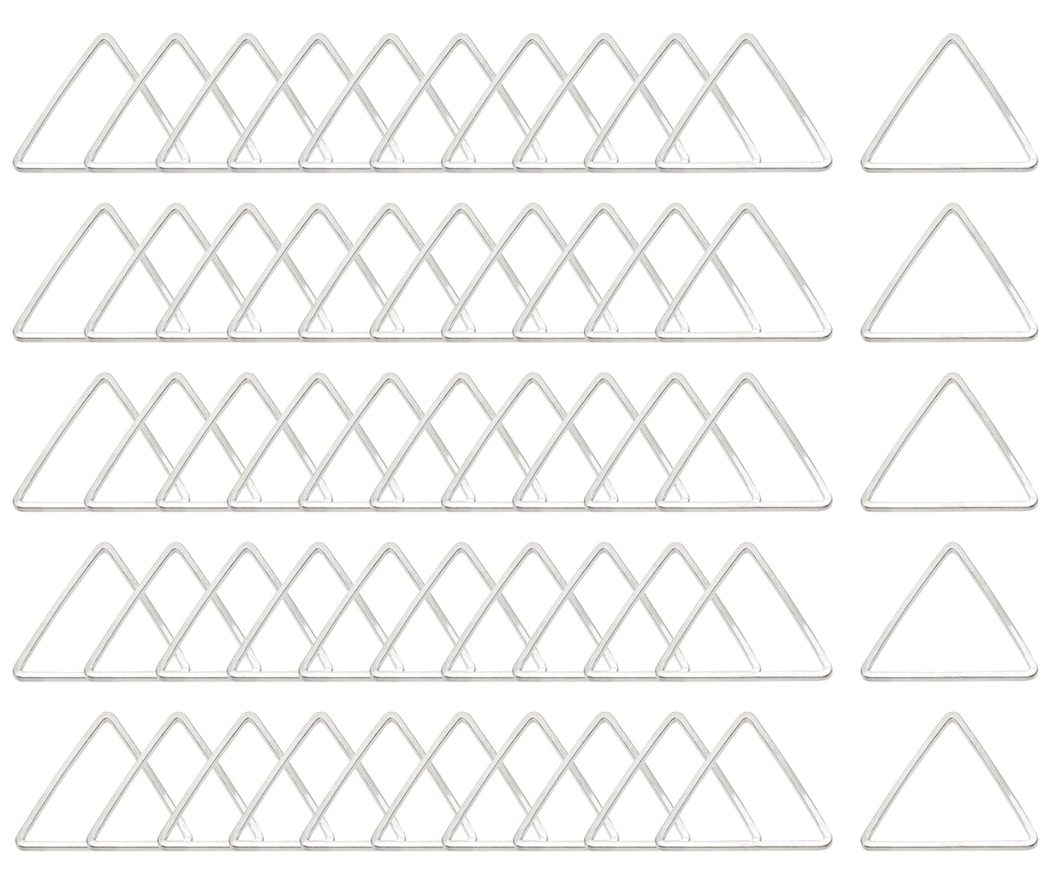 Shapenty Brass Triangle Hollow Frame Pendant Charms Open Bezel Frames Linking Ring Connectors Beading Hoop Earrings for Necklace Bracelet Jewelry Making Resin Craft, 50PCS (Silver)