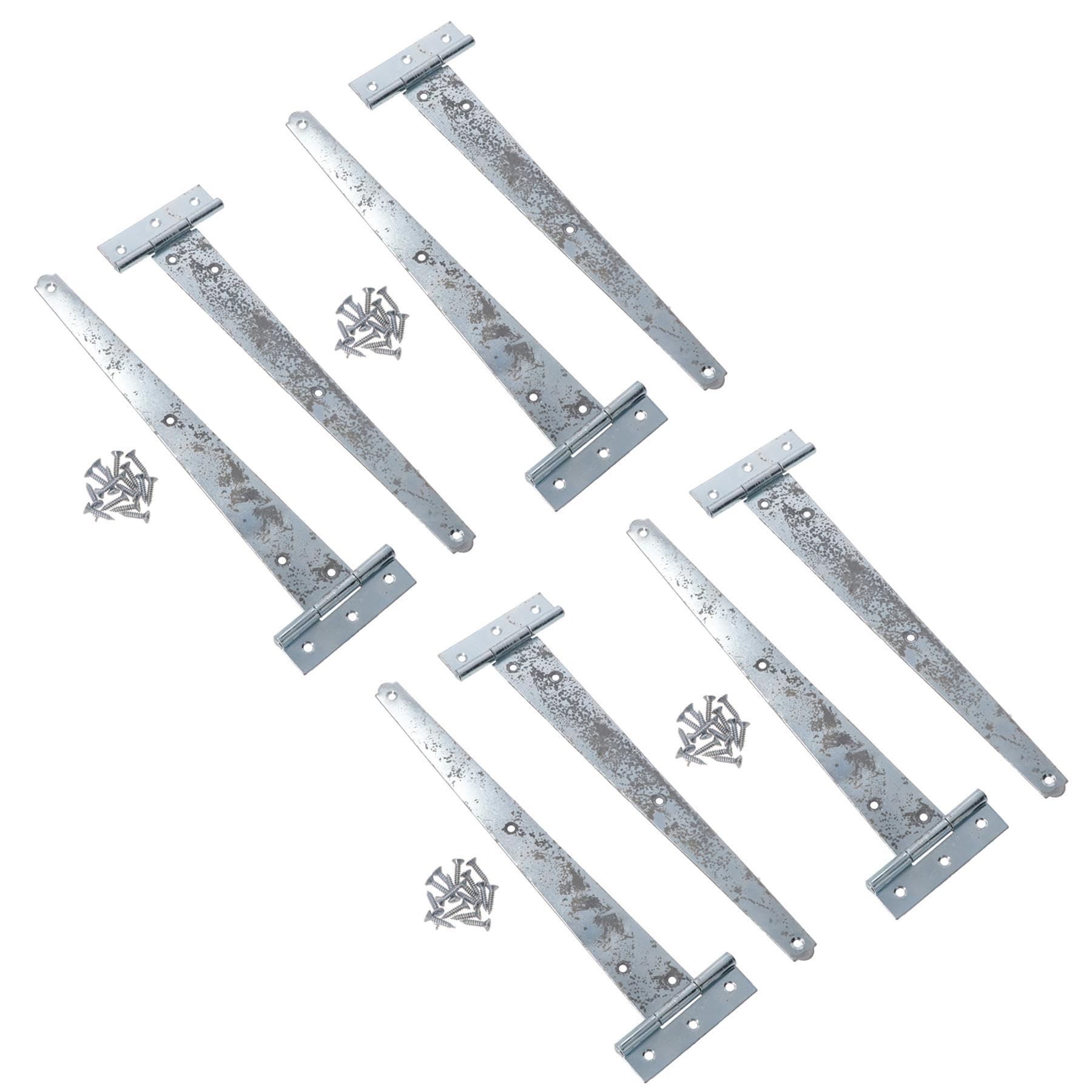 Ab Tools Silver / 300Mm Heavy Duty T Tee Hinges For Shed + Garden Gates Zinc Plated 8Pc 12In