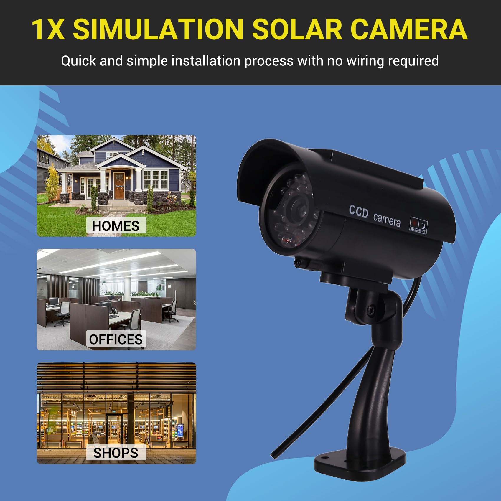 4X Caméra Solaire de Simulation de Surveillance Extérieure, Fausse Caméra Factice avec Lumière LED Noire