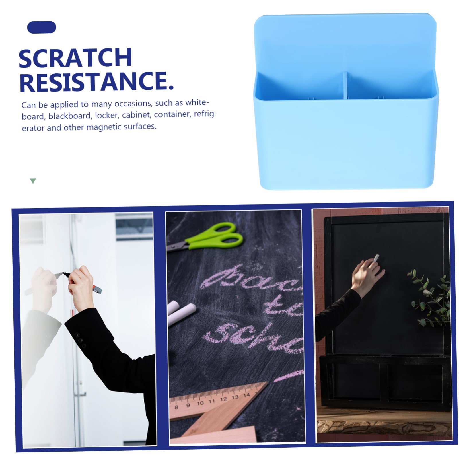 Artibetter 5 Pezzi scatola portapenne organizzatore magnetico portapenne per lavagna magnetica da esposizione porta segnapunti da parete Titolare di secchi segnali addominali Blu