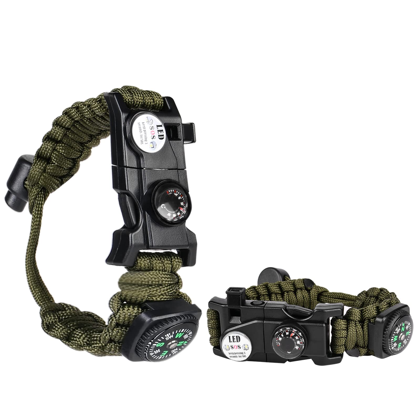 Flintronic Pulseras de Supervivencia al Aire Libre, 2PCS 5 en 1 Paracord Bracelets, Kit Pulsera Paracord Supervivencia, Camuflaje Supervivencia Pulsera para Camping/Actividades al Aire Libre