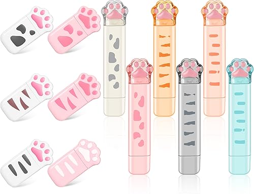 12 piezas de cinta correctora de dibujos animados con garra de gato con leche bonitos suministros escolares incluye 6 bolígrafos correctivos 6