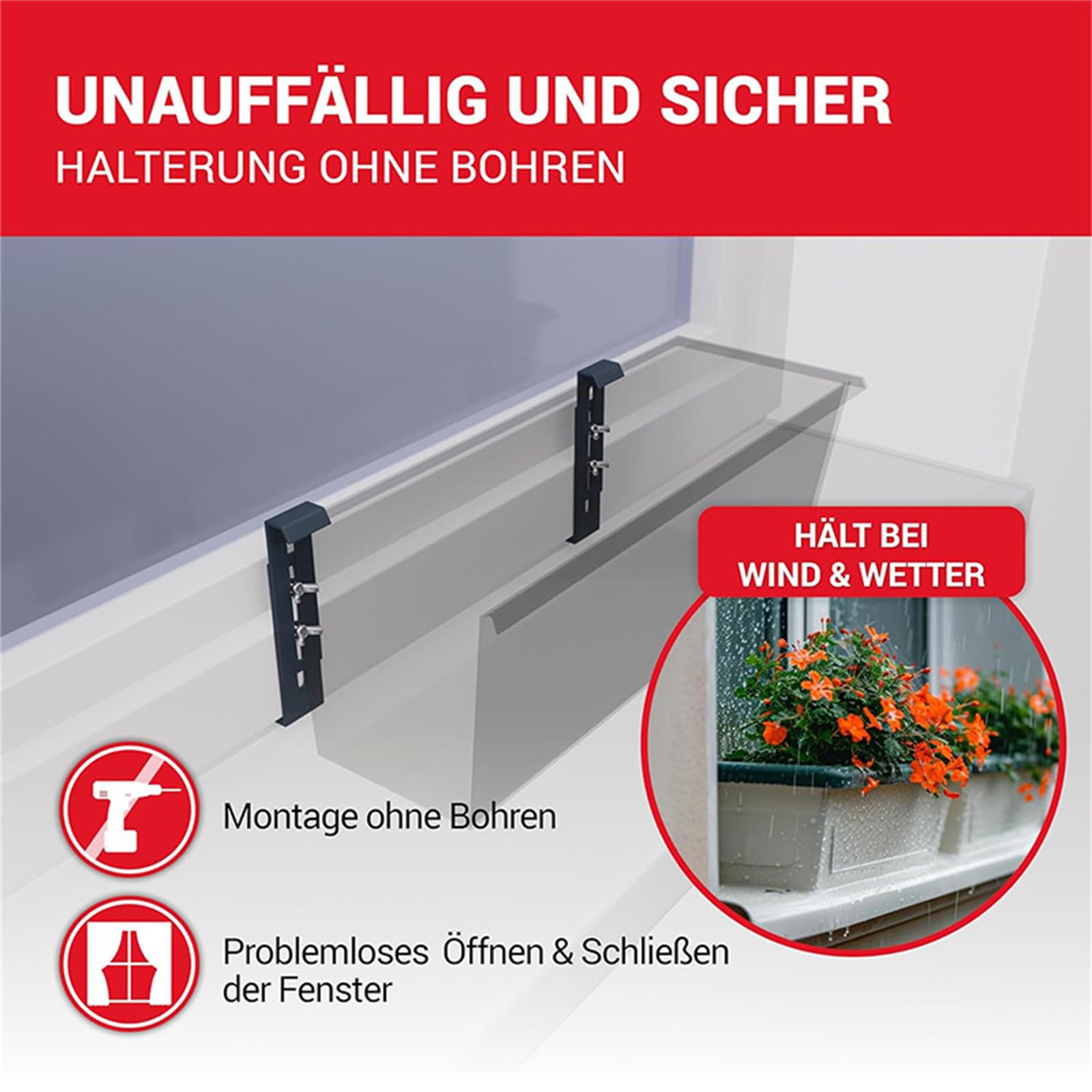 Unsichtbare verstellbare Blumenkastenhalterung Rostfreie Außenhalterung Balkon Handlauf Safe Outdoor Halter