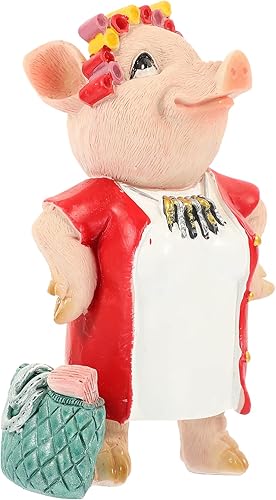 Miniatura 1 de FOMIYES Figuras de cerdo de dibujos animados, estatua de cerdo de resina, lindas figuras de pastel de animales, escultura de cerdo de jardín, adorno