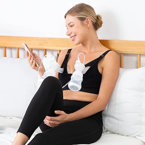 Miniatura 4 de Momcozy Brasier de bombeo suave manos libres cómodo brasier de lactancia y bombeo  S-3XL  Negro