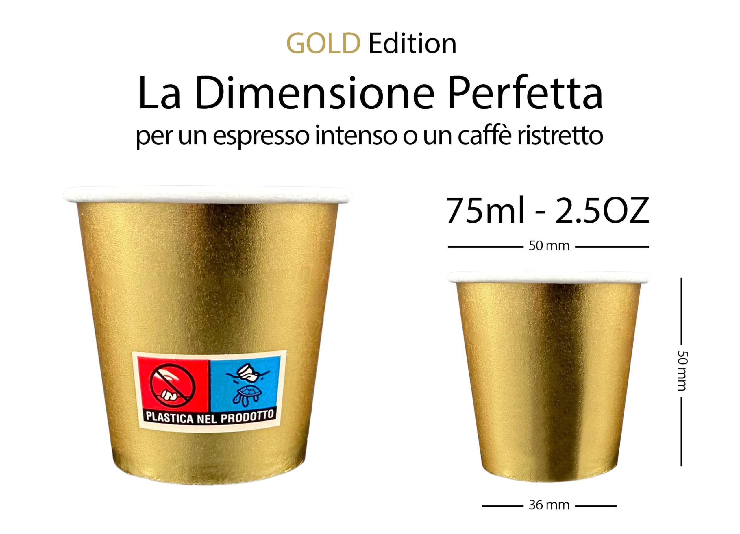 SWEEPING,1000 Bicchierini Caffè monouso,tazzine caffe in carta da 75ml - GOLD EDITION - Bicchieri caffe monouso per un esperienza elegante