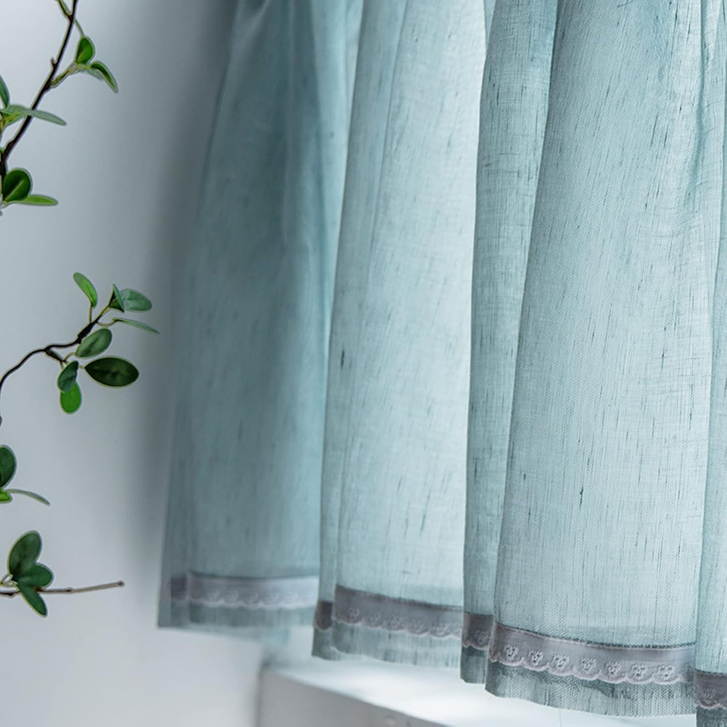 LUNEZY Kitchen Window Curtains,Short Curtains for Cafés,Short Blinds,Tier Curtains Valance for Bedrooms,Country Style Window Curtains,Bistro Curtains Short Curtains Kitchen Door Corridor