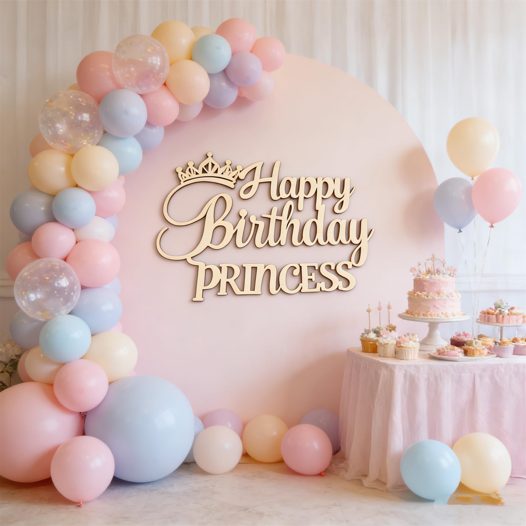 Panneau en bois Happy Birthday Princess pour des souvenirs d'enfance magiques
