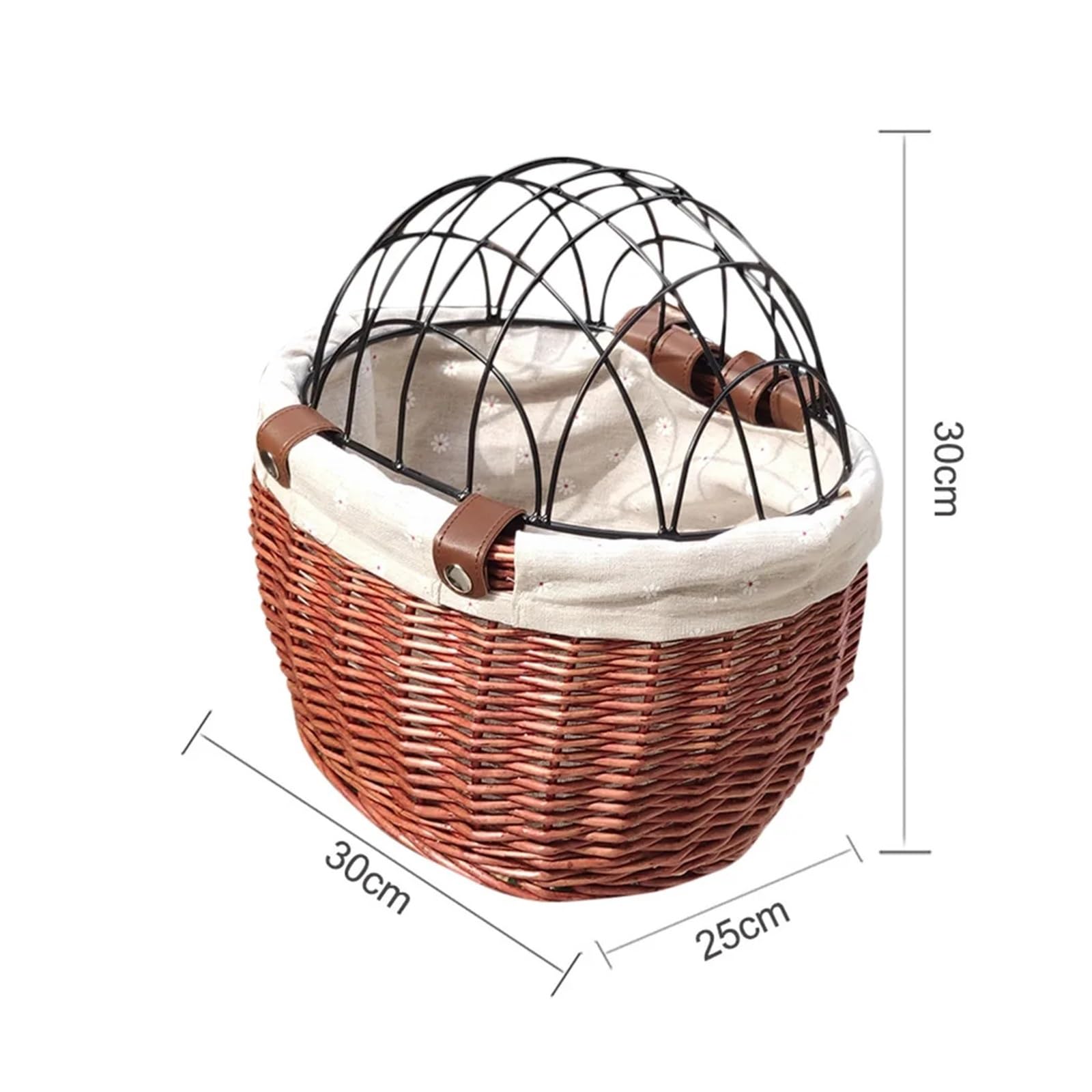 Fahrradkorb für Hunde Fahrrad-Frontkorb aus Weidengeflecht, for Haustiere, Katzen, Hunde, Fahrradkorb, Lenker, Fahrradtasche, Fahrradträgertasche mit Deckel, Fahrradaufbewahrungskorb