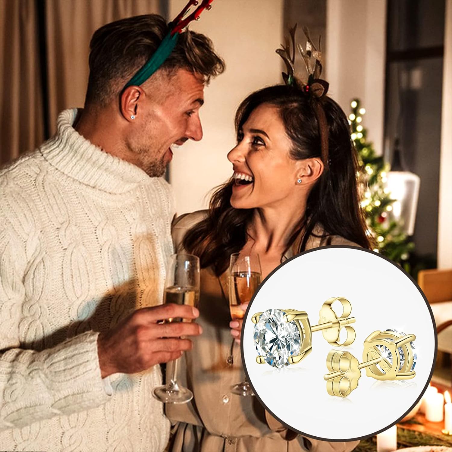 Moissanite Stud Earrings for Women, 0.2CT-8.0CT a Pair 18K White Yellow Gold Vermeil S925 Sterling Silver Hypoallergenic Stud Earrings Anniversary Day Valentines Gifts for Women Men - Image 7