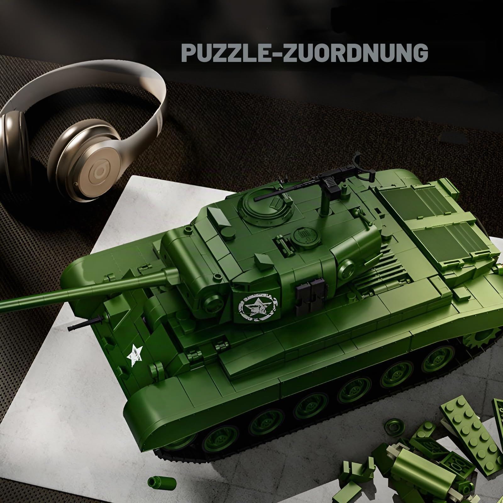 M26 Pershing Schwerlastpanzer Bausteine Bausatz, 1703 Stück WW2 Armee Modelle Panzer Spielzeug, Waffen Krieg Fahrzeuge Klemmbausteine, Ideen Militärische Geschenke für Jungen Kinder Erwachsene