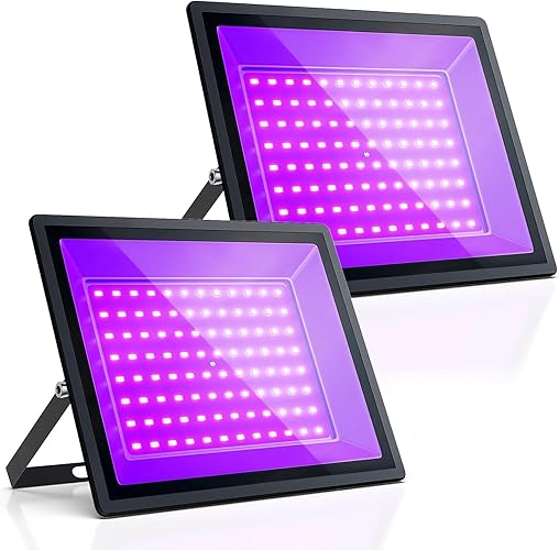 100W UV Black Light, 2 Pack Powerful IP66 Waterproof LED Lamps for Neon Glow Party, Halloween, Christmas Decor and Art Displays in Large Space (100W (2 Pack)) - 100W ( 2 Pack )