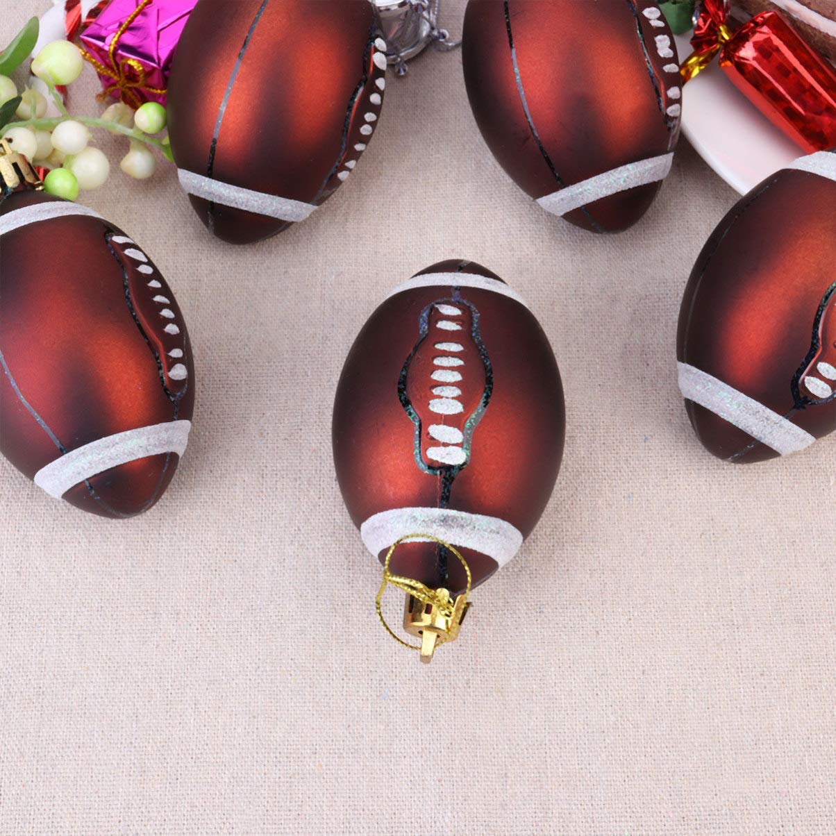 NUOBESTY 6pièces Boules de Noël Décoratives à Suspendre Lot pour Décorer Le Sapin de Noël Fêtes Rugby